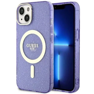 Guess iPhone 14 Plus 6.7″ purple/purple hardcase Glitter Gold MagSafe