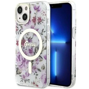 Guess iPhone 14 Plus 6.7″ transparent hardcase Flower MagSafe