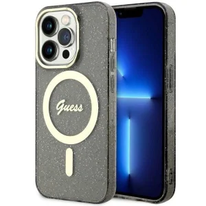 Guess iPhone 14 Pro 6.1″ black/black hardcase Glitter Gold MagSafe