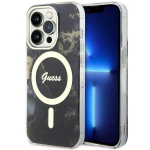 Guess iPhone 14 Pro 6.1″ black/black hardcase Golden Marble MagSafe