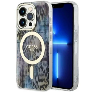 Guess iPhone 14 Pro 6.1″ blue/blue hardcase Leopard MagSafe