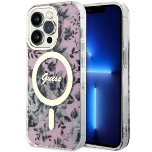 Guess iPhone 14 Pro 6.1″ pink/pink hardcase Flower MagSafe