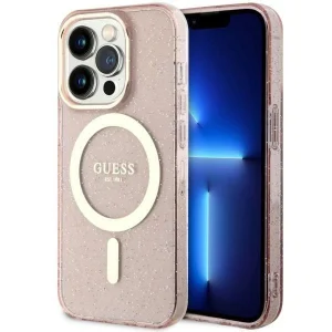 Guess iPhone 14 Pro 6.1″ pink/pink hardcase Glitter Gold MagSafe