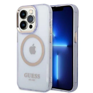 Guess iPhone 14 Pro 6.1" purple/purple hard case Gold Outline Translucent MagSafe