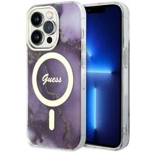 Guess iPhone 14 Pro 6.1″ purple/purple hardcase Golden Marble MagSafe