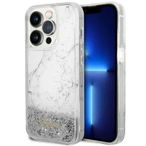 Guess iPhone 14 Pro 6.1″ white/white hardcase Liquid Glitter Marble