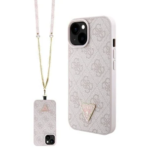 Guess iPhone 15 6.1" pink/pink hardcase Crossbody 4G Metal Logo