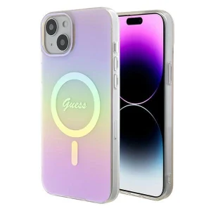 Guess iPhone 15 6.1" pink/pink hardcase IML Iridescent MagSafe