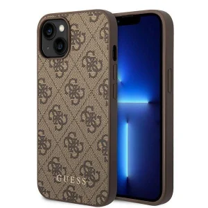 Guess iPhone 15 Plus 6.7" brown/brown hard case 4G Metal Gold Logo