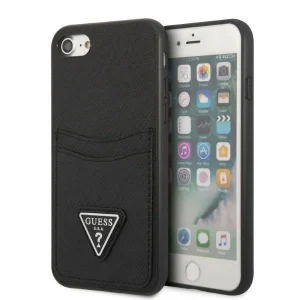 Guess iPhone 7/8 SE 2020 / SE 2022 hardcase black/black hardcase Saffiano Triangle Logo Cardslot