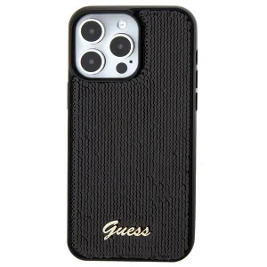 Guess Sequin Script Metal case for iPhone 15 – black