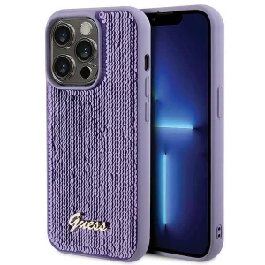 Guess Sequin Script Metal case for iPhone 15 Pro Max – purple