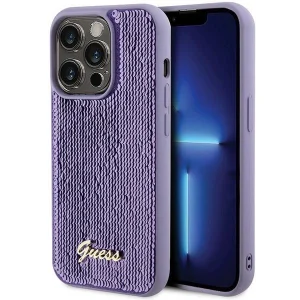 Guess Sequin Script Metal case for iPhone 15 Pro – purple