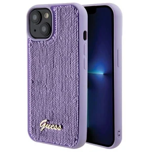 Guess Sequin Script Metal case for iPhone 15 – purple