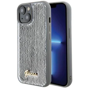 Guess Sequin Script Metal case for iPhone 15 – silver