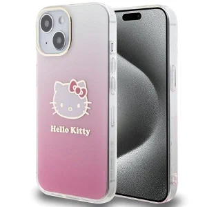 Hello Kitty IML Gradient Electrop Kitty Head case for iPhone 15 – pink