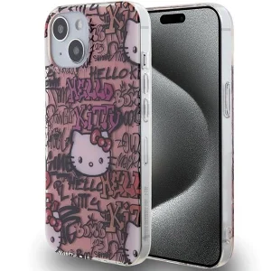 Hello Kitty IML Tags Graffiti case for iPhone 15 – pink