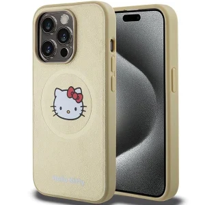 Hello Kitty Leather Kitty Head MagSafe case for iPhone 15 Pro – gold