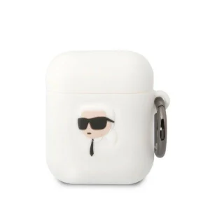 Karl Lagerfeld AirPods 1/2 cover white/white Silicone Karl Head 3D