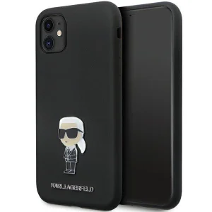 Karl Lagerfeld case for iPhone 11 / Xr – black Silicone Ikonik Metal Pin