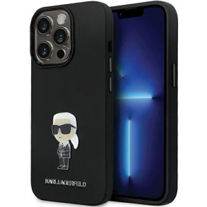 Karl Lagerfeld case for iPhone 13 Pro Max – black Silicone Ikonik Metal Pin