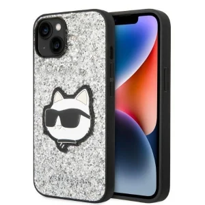 Karl Lagerfeld iPhone 14 6.1" silver/silver hardcase Glitter Choupette Patch