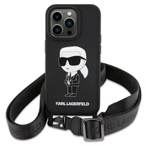 Karl Lagerfeld iPhone 15 6.1" hardcase black/black Crossbody Silicone Ikonik