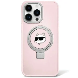 Karl Lagerfeld iPhone 15 6.1" pink/pink hardcase Ring Stand Choupette Head MagSafe