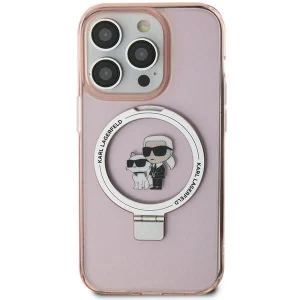 Karl Lagerfeld iPhone 15 6.1" pink/pink hardcase Ring Stand Karl&Choupette MagSafe