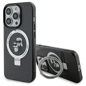 Karl Lagerfeld iPhone 15 Pro 6.1" black/black hardcase Ring Stand Karl&Choupette MagSafe