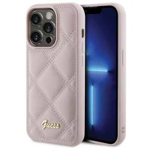 Guess Quilted Metal Logo case for iPhone 15 Pro – pink