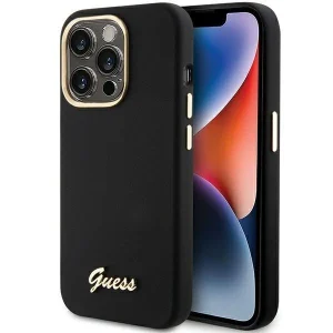 Guess Silicone Script Metal Logo & Frame case for iPhone 15 Pro Max – black