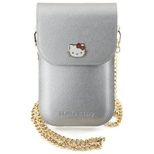 Hello Kitty Leather Metal Logo Chain bag – silver