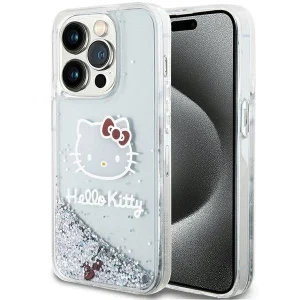 Hello Kitty Liquid Glitter Charms Kitty Head case for iPhone 14 Pro Max – silver