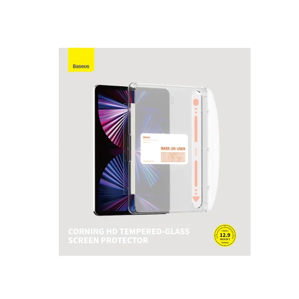 Baseus Crystal tempered glass for iPad Pro 12.9'' (2018/2020/2021/2022) + mounting kit - transparent