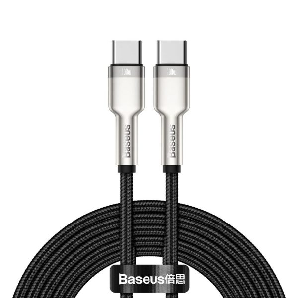 BASEUS cable Type C to Type C PD100W Power Delivery Cafule Metal Cable CATJK-D01 2 meter black