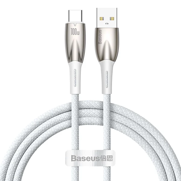 Baseus Glimmer Series fast charging cable USB-A – USB-C 100W 480Mbps 1m white