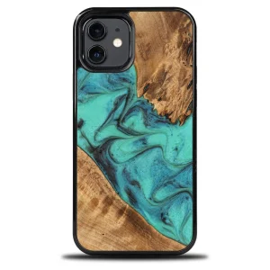 Bewood Unique Turquoise iPhone 12/12 Pro Wood and Resin Case – Turquoise Black