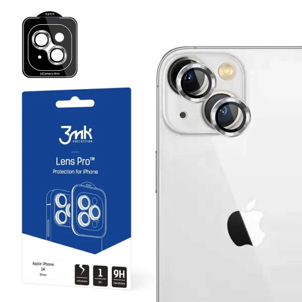 Camera glass for iPhone 14 9H for 3mk Lens Protection Pro series lens – silver