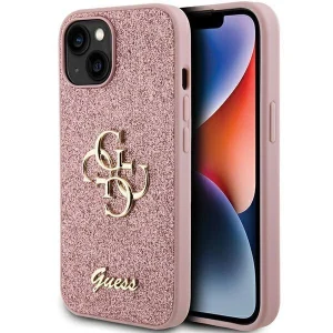 Guess iPhone 15 Plus 6.7" pink/pink hardcase Glitter Script Big 4G