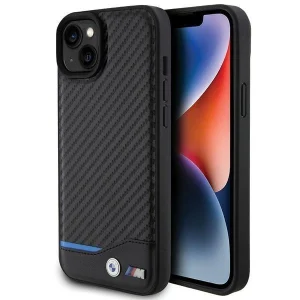 Leather Carbon case for iPhone 15 Plus – black