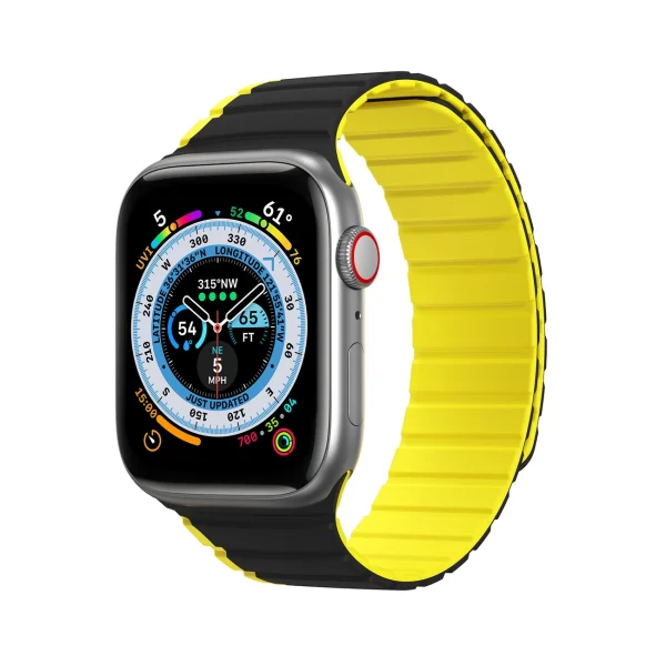 Magnetic Apple Watch SE, 9, 8, 7, 6, 5, 4, 3, 2, 1  – black and yellow