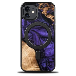 Wood and Resin Case for iPhone 12/12 Pro MagSafe Bewood Unique Violet – Purple Black