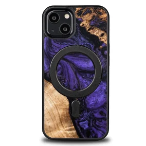 Wood and Resin Case for iPhone 13 MagSafe Bewood Unique Violet – Purple and Black