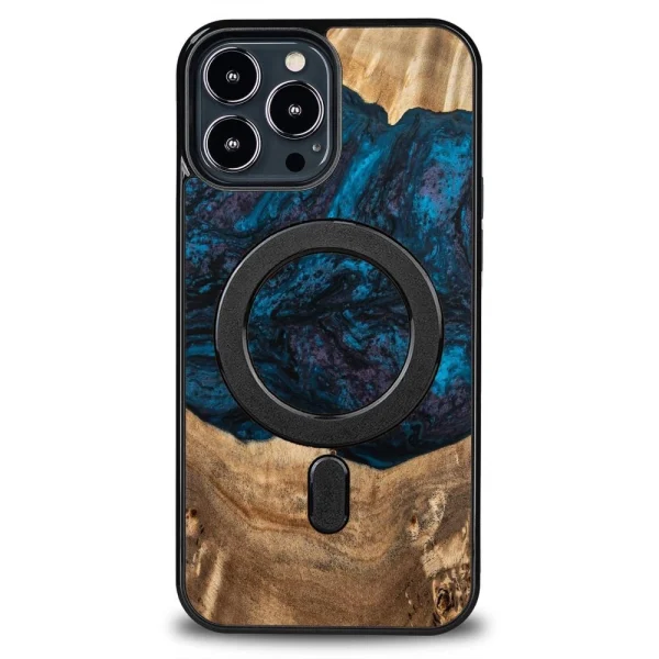 Wood and Resin Case for iPhone 13 Pro Max MagSafe Bewood Unique Neptune – Navy Black