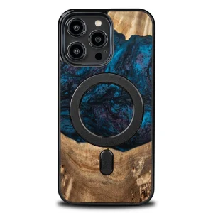 Wood and Resin Case for iPhone 14 Pro Max MagSafe Bewood Unique Neptune – Navy Black