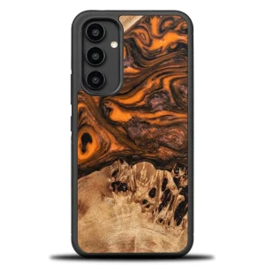 Wood and resin case for Samsung Galaxy A54 5G Bewood Unique Orange – orange and black