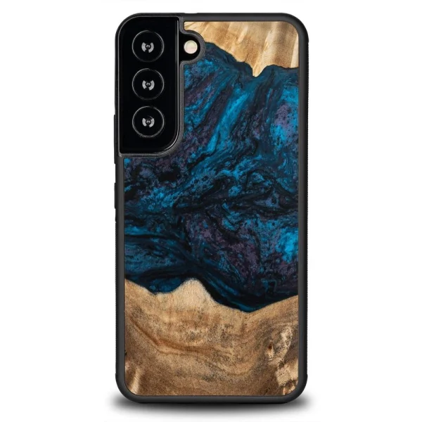 Wood and resin case for Samsung Galaxy S22 Bewood Unique Neptune – navy blue and black