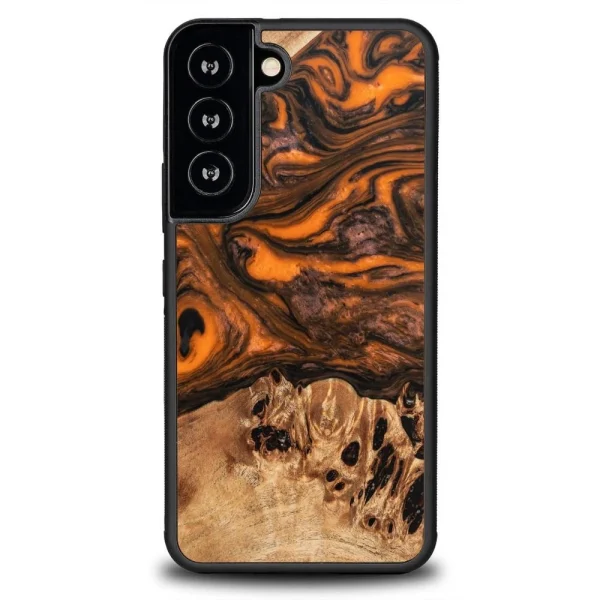 Wood and resin case for Samsung Galaxy S22 Bewood Unique Orange – orange and black