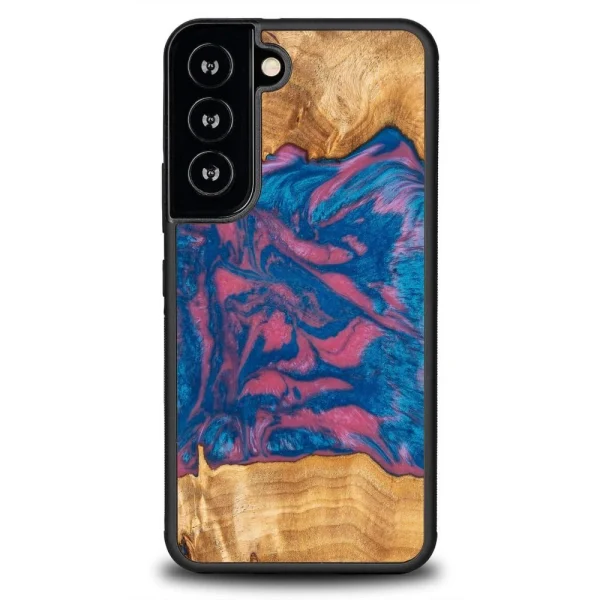 Wood and resin case for Samsung Galaxy S22 Bewood Unique Vegas – pink and blue